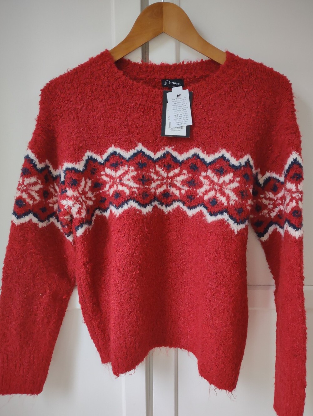 Youth Fair Isle Crewneck Sweater Soft Warm Boucle Relaxed Fit Size 10/12 (Large)